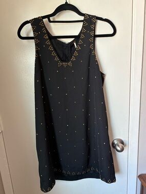 Free People Black Mini Dress with Gold Dot Accents